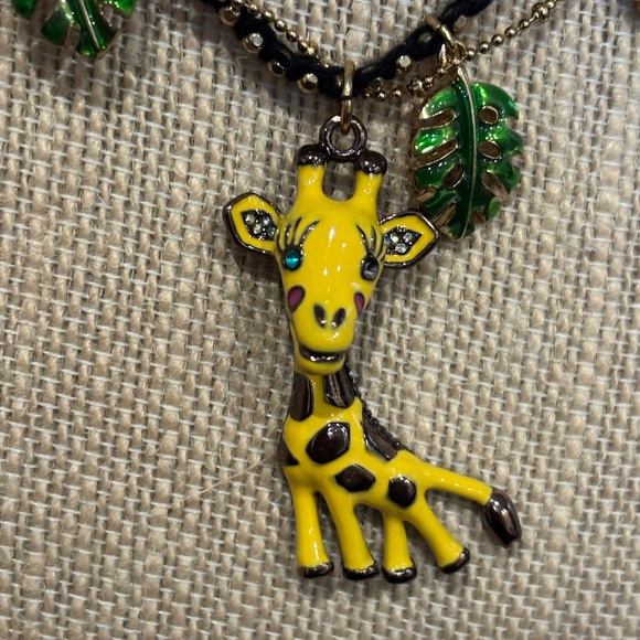 Betsey Johnson Giraffe and Leaf Necklace and earrings with Gold Accents - Picture 2 of 2